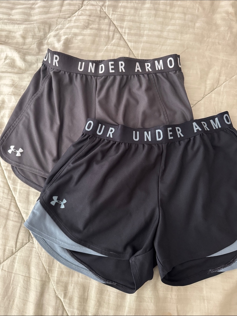 Under Armour Women's Black and Gray Athletic Shorts Duo